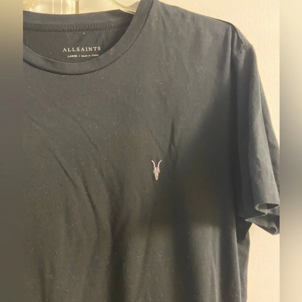 All Saints nic tonic jet black crewneck t shirt cotton Men Small - Picture 4 of 7